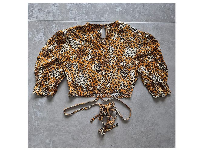 Maje Top corto estampado de leopardo Castaño Negro Blanco - vista 9