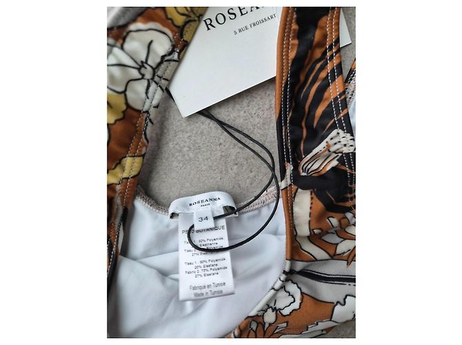 Roseanna einteiliger Badeanzug mit Blumenmuster Braun Schwarz Weiß Gelb - Ansicht 2