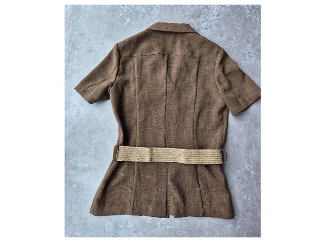 Blusa Georges Rech marrone a maniche corte con cintura - vista 8