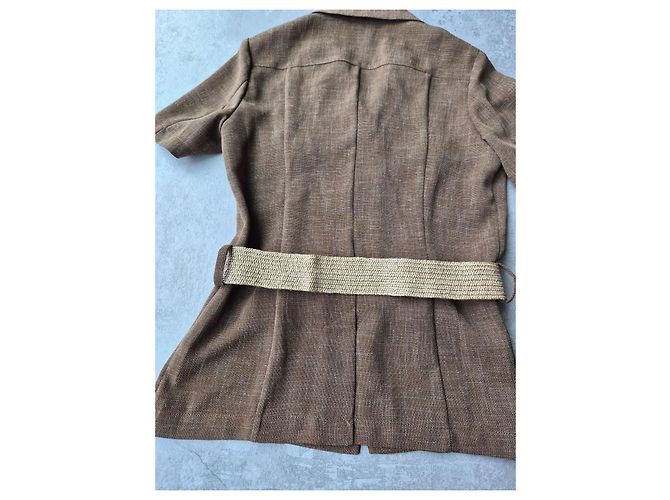 Blusa Georges Rech marrone a maniche corte con cintura - vista 9