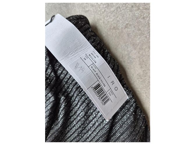 Gonna IRO a righe metallizzate nera e argento Nero Silver hardware - vista 3