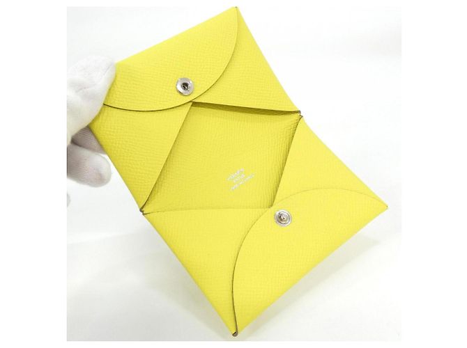 Hermès Hermes Calvi Epsom Leather Card Case Golden - view 3