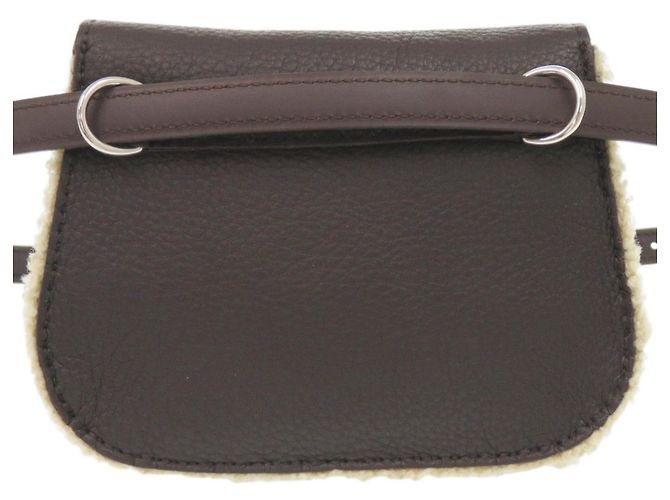 Hermès Marsupio Hermes Neige in taurillon Clemence e mouton Marrone - vista 3