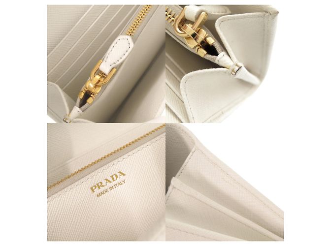 Cartera larga de cuero Saffiano Prada Blanco - vista 10