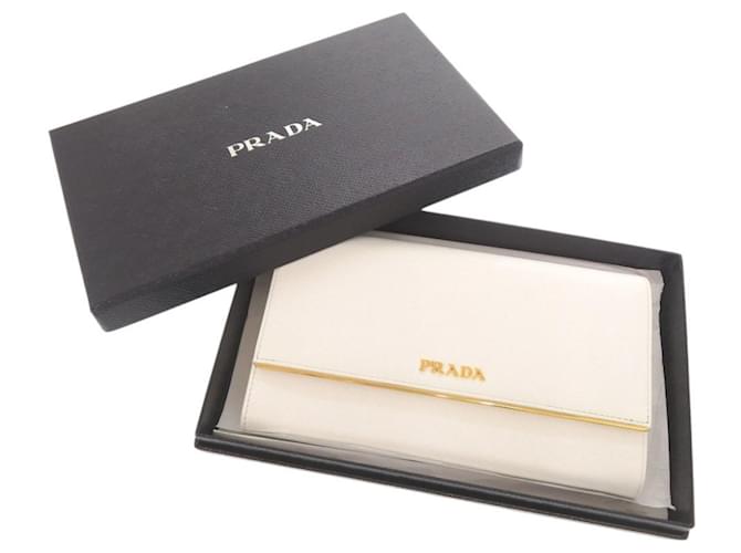 Cartera larga de cuero Saffiano Prada Blanco - vista 2