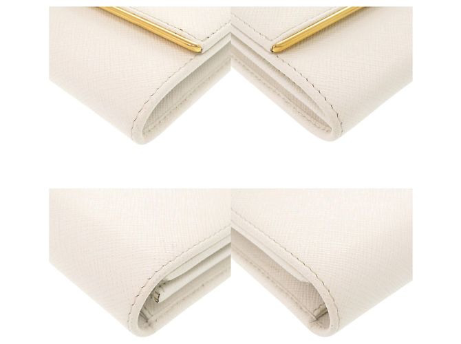 Cartera larga de cuero Saffiano Prada Blanco - vista 4