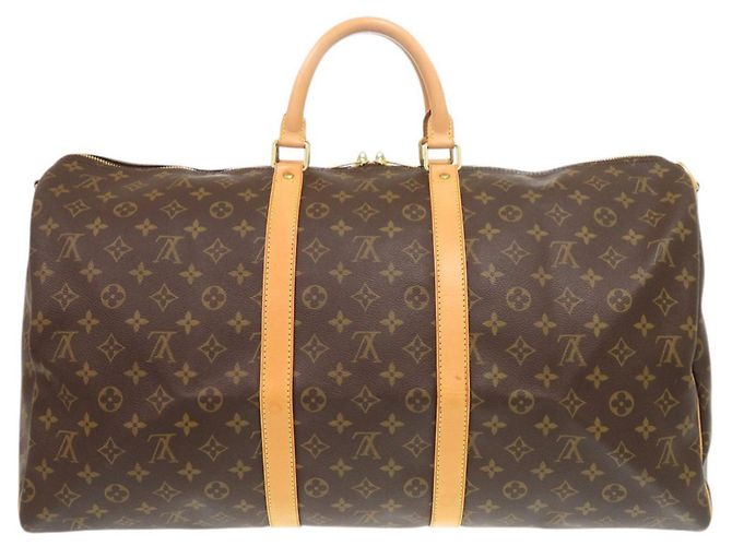 Borsa Louis Vuitton Keepall Bandoulière 55 Monogram Marrone Monogramma - vista 2