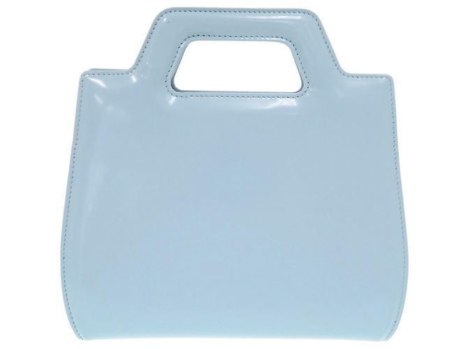 Borsa a mano Salvatore Ferragamo Wanda Mini Gancini in pelle lucida Blu chiaro - vista 3