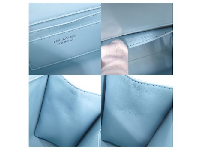 Borsa a mano Salvatore Ferragamo Wanda Mini Gancini in pelle lucida Blu chiaro - vista 8