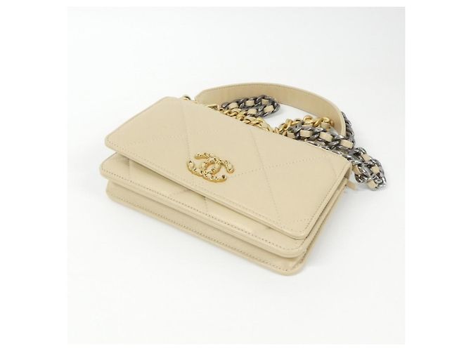 Chanel 19 Chain/Shoulder Wallet Beige - Ansicht 3