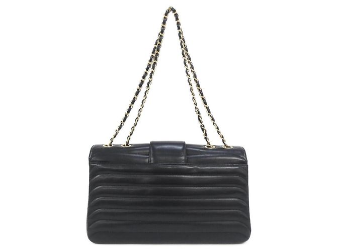 Borsa a tracolla Chanel in pelle di agnello nera Nero - vista 2