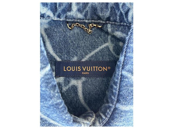 Camicia in denim Louis Vuitton Monogram Blu - vista 3