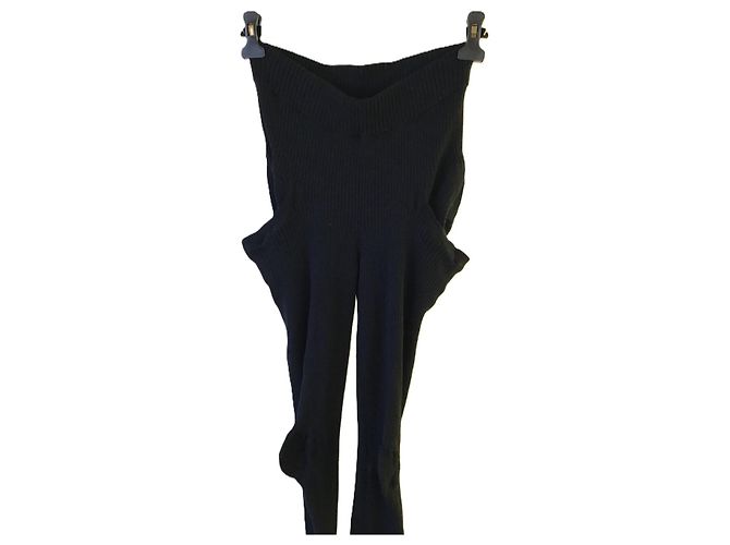 Limi Feu Schwarze gerippte Wolltights mit Cut-Out - Ansicht 2