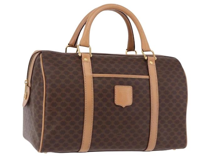 Céline Celine Vintage Macadam Boston in tela e pelle Marrone - vista 3