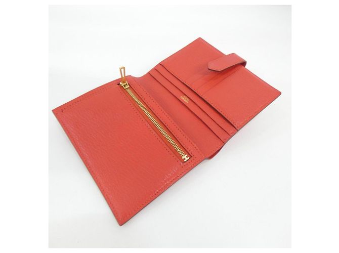 Cartera compacta Hermès Bearn en piel de cabra roja - vista 5