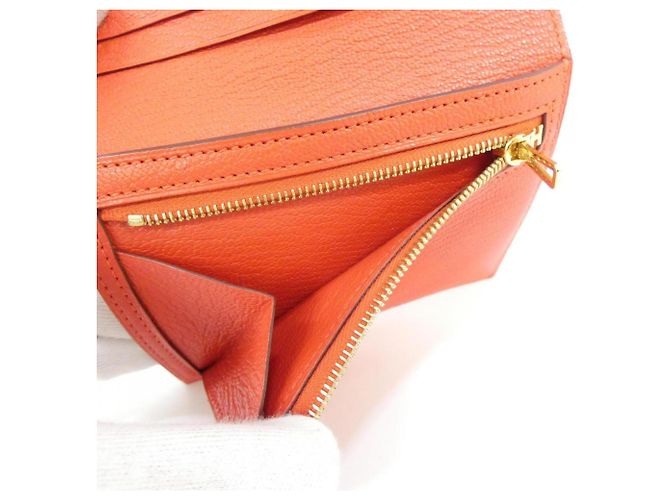 Cartera compacta Hermès Bearn en piel de cabra roja - vista 6