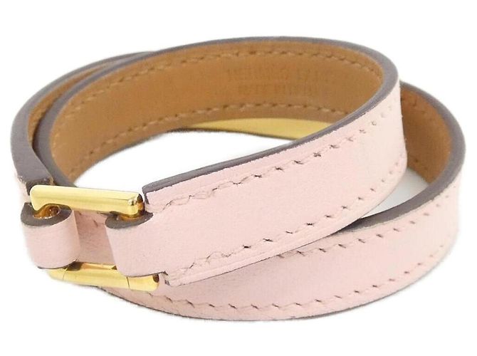 Hermès Bracciale Charm Hermes Rivale Double Tour Rosa D'oro - vista 2