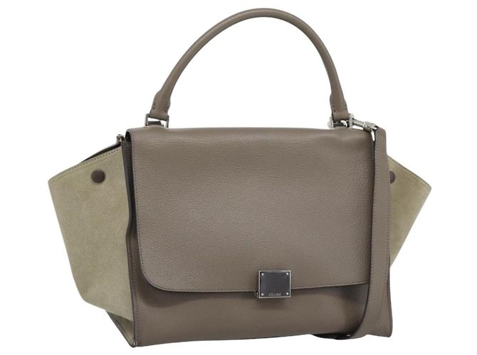Céline Celine Trapeze in pelle con scamosciato Medium Marrone - vista 3