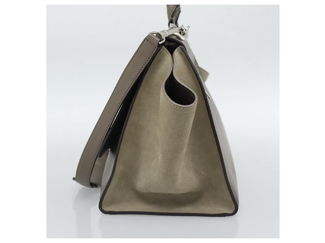 Céline Celine Trapeze in pelle con scamosciato Medium Marrone - vista 5