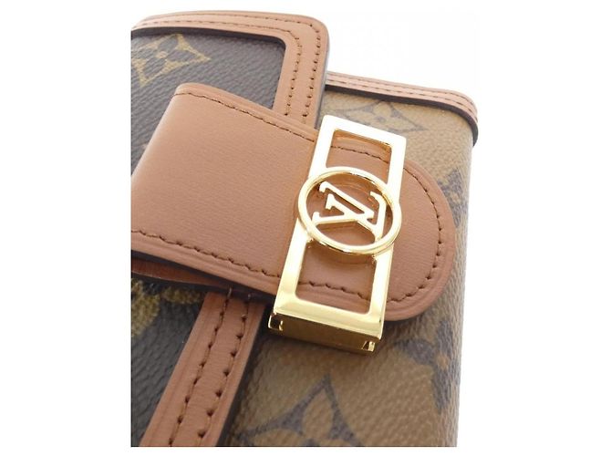 Louis Vuitton Monogram Portefeuille Dauphine Compact Wallet Castaño - vista 3