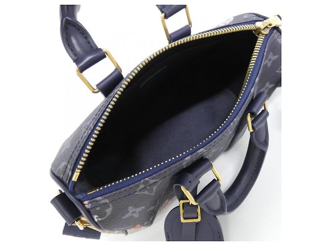 Louis Vuitton Monogram Bleach Keepall Bandoulière 25cm Nero Blu - vista 6
