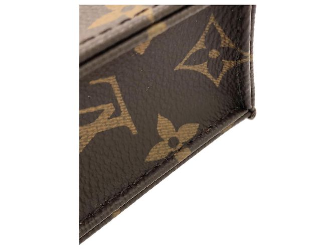 Borsa Louis Vuitton Monogram Petite Sac Plat Marrone - vista 3