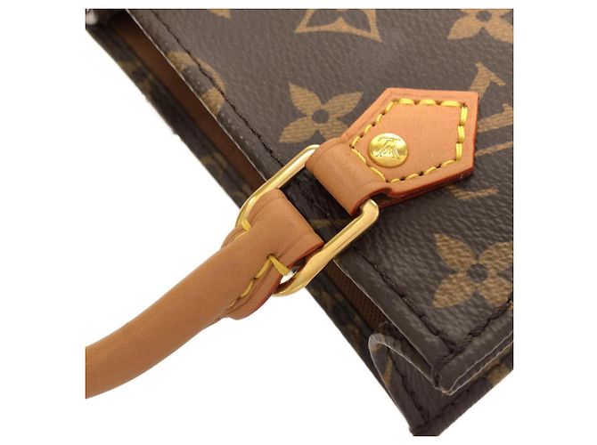 Borsa Louis Vuitton Monogram Petite Sac Plat Marrone - vista 4