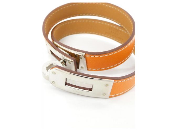 Hermès Kelly Double Tour Charm Armband Silber Orange - Ansicht 4
