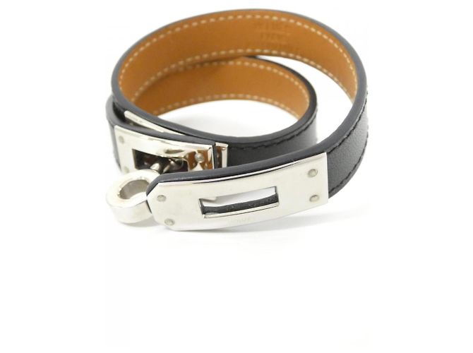 Hermès Bracciale Kelly Double Tour Hermes Nero Argento - vista 3
