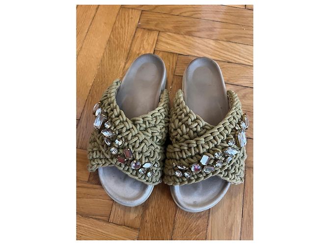Sandali Inuikii intrecciati con strass Cachi - vista 3