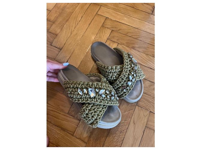 Sandali Inuikii intrecciati con strass Cachi - vista 8