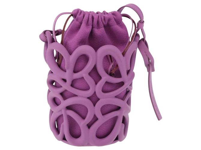 Borsa Loewe Anagram Inflated in tela e silicone Porpora - vista 2
