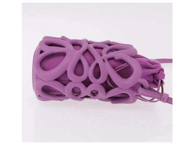 Borsa Loewe Anagram Inflated in tela e silicone Porpora - vista 4