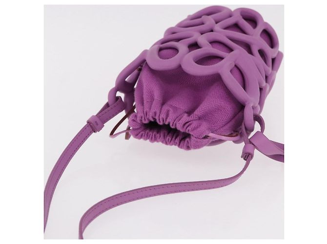 Borsa Loewe Anagram Inflated in tela e silicone Porpora - vista 7