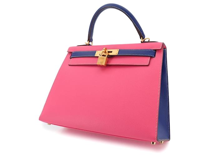 Hermès Borsa Hermes Kelly 28 Rosa Blu - vista 10