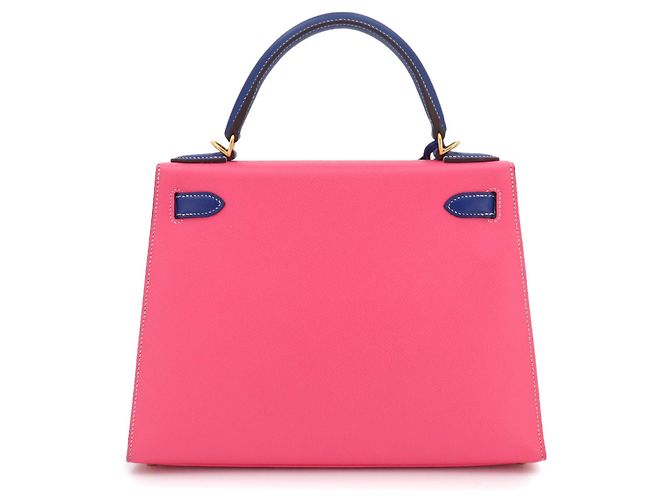 Hermès Borsa Hermes Kelly 28 Rosa Blu - vista 2