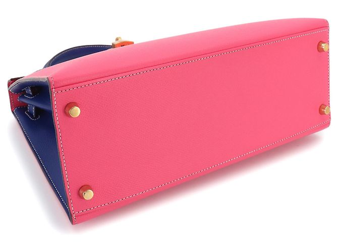 Hermès Borsa Hermes Kelly 28 Rosa Blu - vista 4