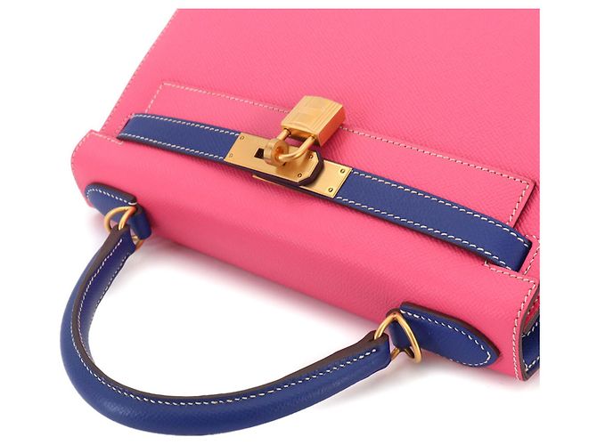 Hermès Borsa Hermes Kelly 28 Rosa Blu - vista 5