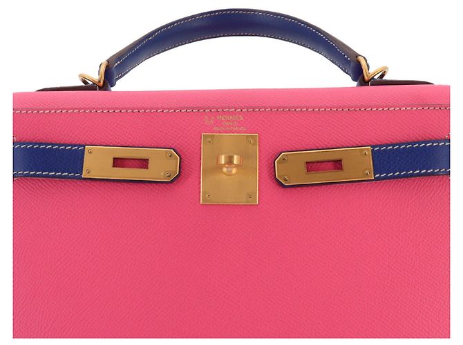 Hermès Borsa Hermes Kelly 28 Rosa Blu - vista 9