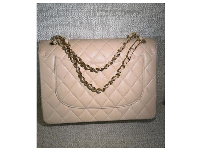 Timeless Chanel Classic Flap Media Pelle Caviar Beige - vista 10