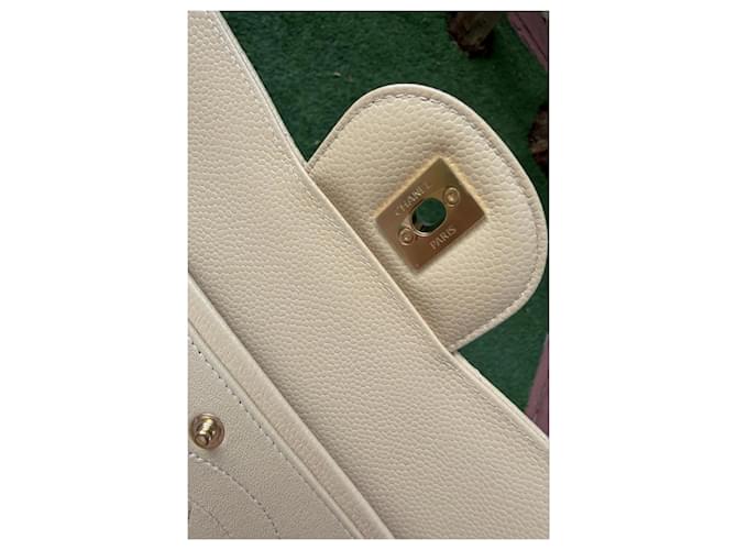 Timeless Chanel Classic Flap Media Pelle Caviar Beige - vista 9