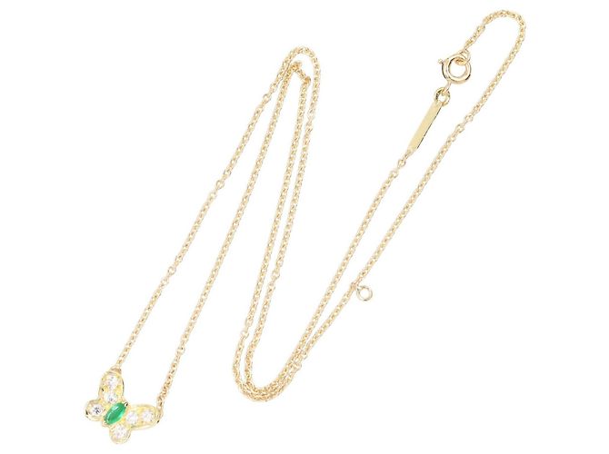 Collana Papillon in Smeraldo e Diamanti Van Cleef & Arpels D'oro Verde - vista 2