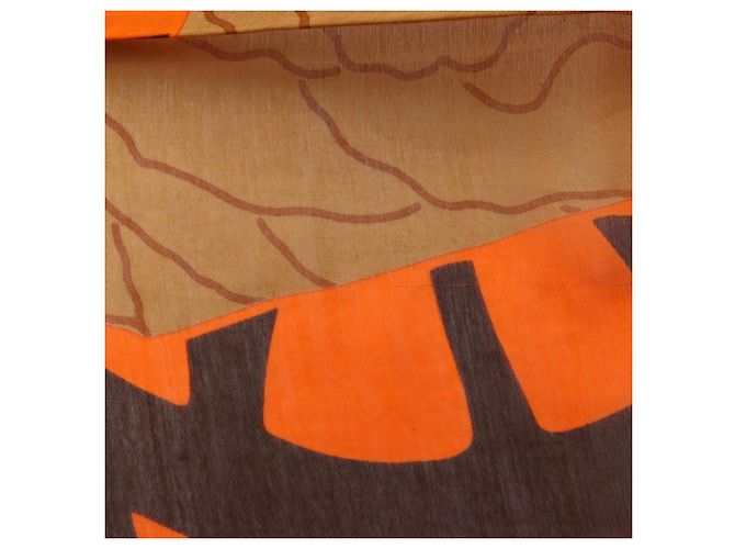 Silk In Estola Hermès PUZZLE Seda y Algodón Marrón Rojo Naranja Castaño Roja - vista 10