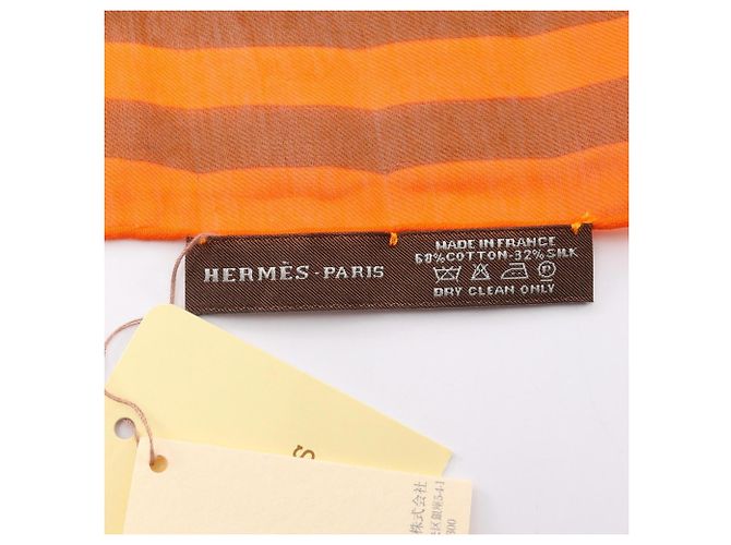 Silk In Estola Hermès PUZZLE Seda y Algodón Marrón Rojo Naranja Castaño Roja - vista 3