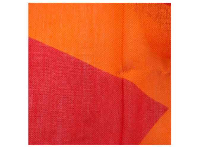 Silk In Estola Hermès PUZZLE Seda y Algodón Marrón Rojo Naranja Castaño Roja - vista 8