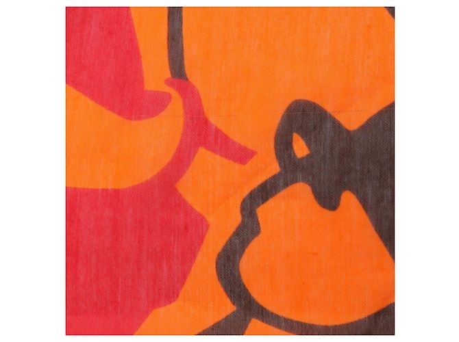 Silk In Estola Hermès PUZZLE Seda y Algodón Marrón Rojo Naranja Castaño Roja - vista 9
