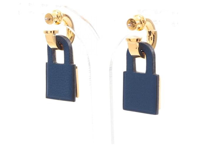 Hermès Orecchini Hermes O'Kelly D-stamp D'oro Blu navy - vista 3