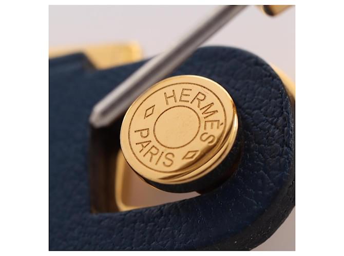 Hermès Orecchini Hermes O'Kelly D-stamp D'oro Blu navy - vista 4