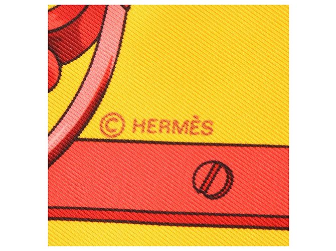 Hermès Foulard Carré 90 Hermes Mors et Gourmettes Rosso Multicolore Giallo - vista 2