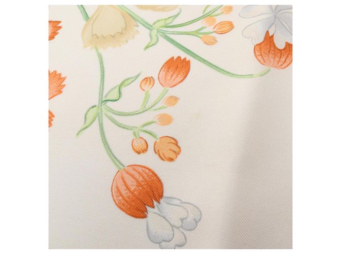 Sciarpa Carré 90 Oeillets Sauvages Hermès Bianco Multicolore Arancione - vista 6